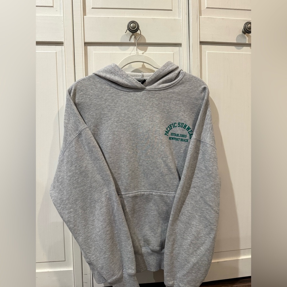 PacSun Gray Hoodie with Green Chest Logo